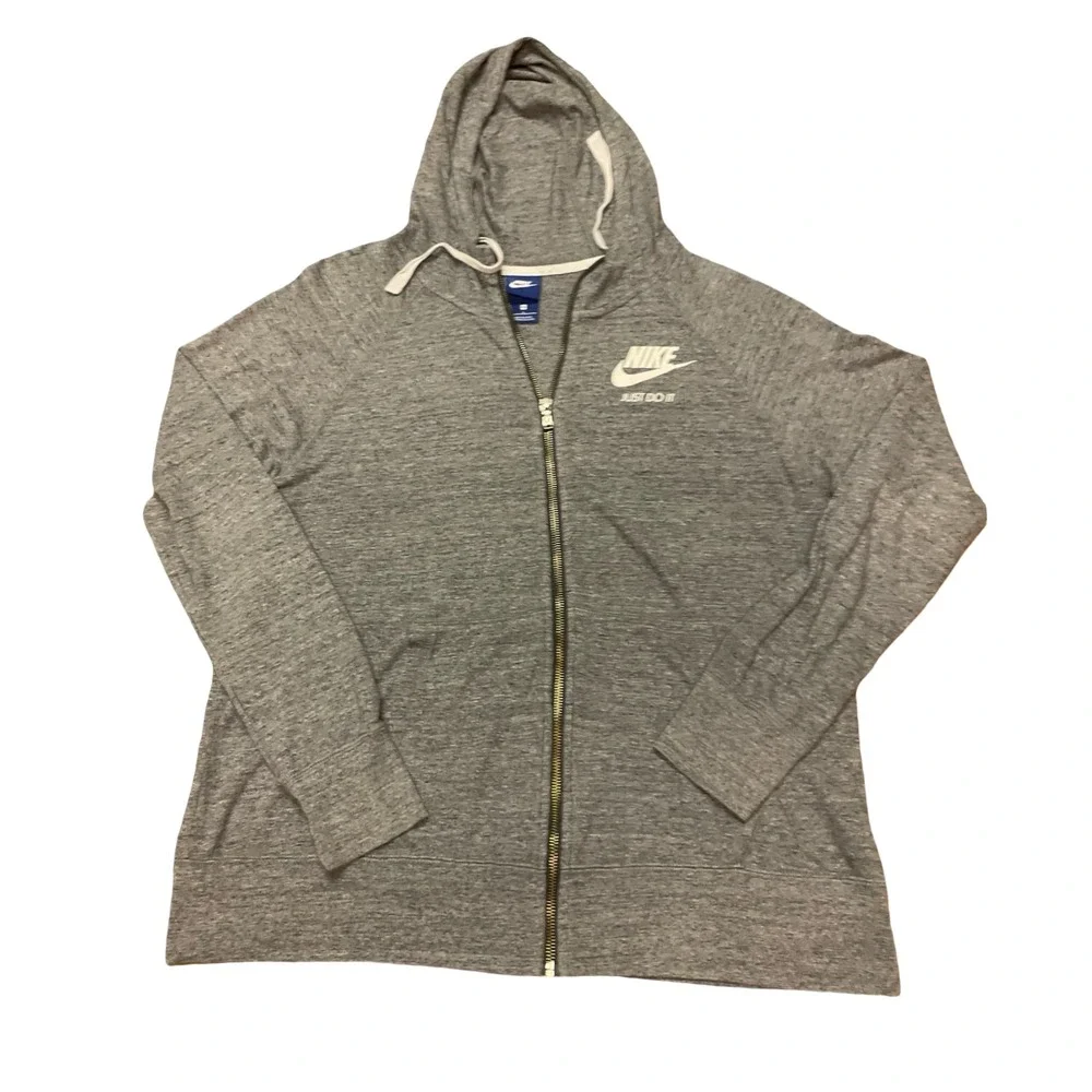Nike Mens‎ Just Do It Full Zip Hoodie Heather Grey Sportswear Sweatshirt 1X